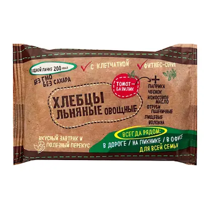 Изображение товара Хлебцы Льняные томат-базилик Zai Cracker 50г