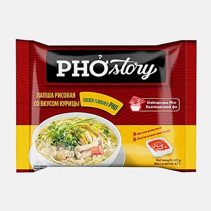 Лапша рисовая быстрого приготовления Pho Story со вкусом курицы Chin-Su 67г
