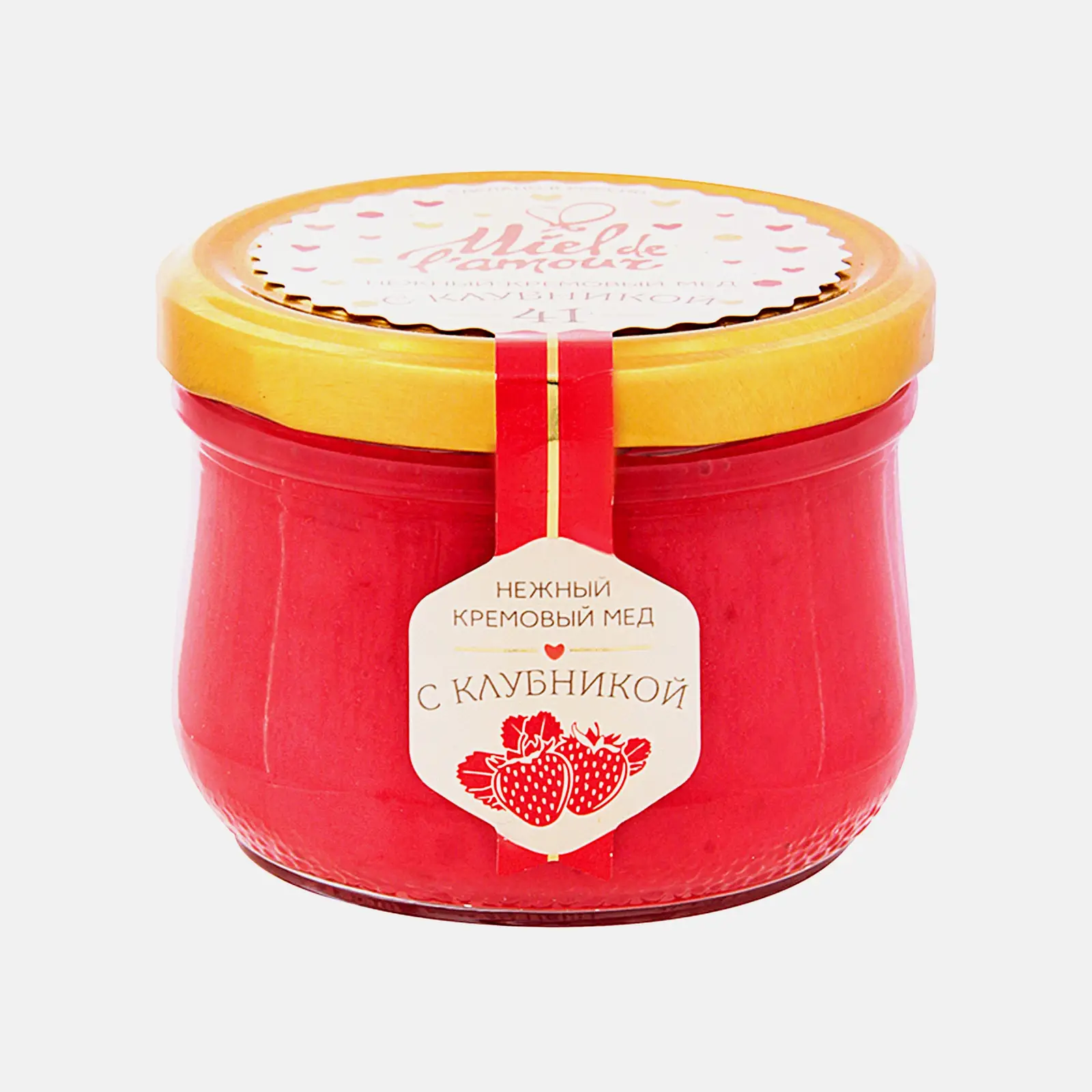 Мед Miel de Lamour Кремовый с клубникой 250г Мед Miel de Lamour Кремовый с клубникой 250г