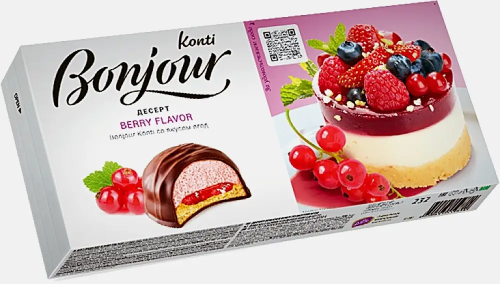 Изображение товара Десерт Bonjour Konti Souffle со вкусом ягод 232г - воздушное лакомство с натуральными ингредиентами