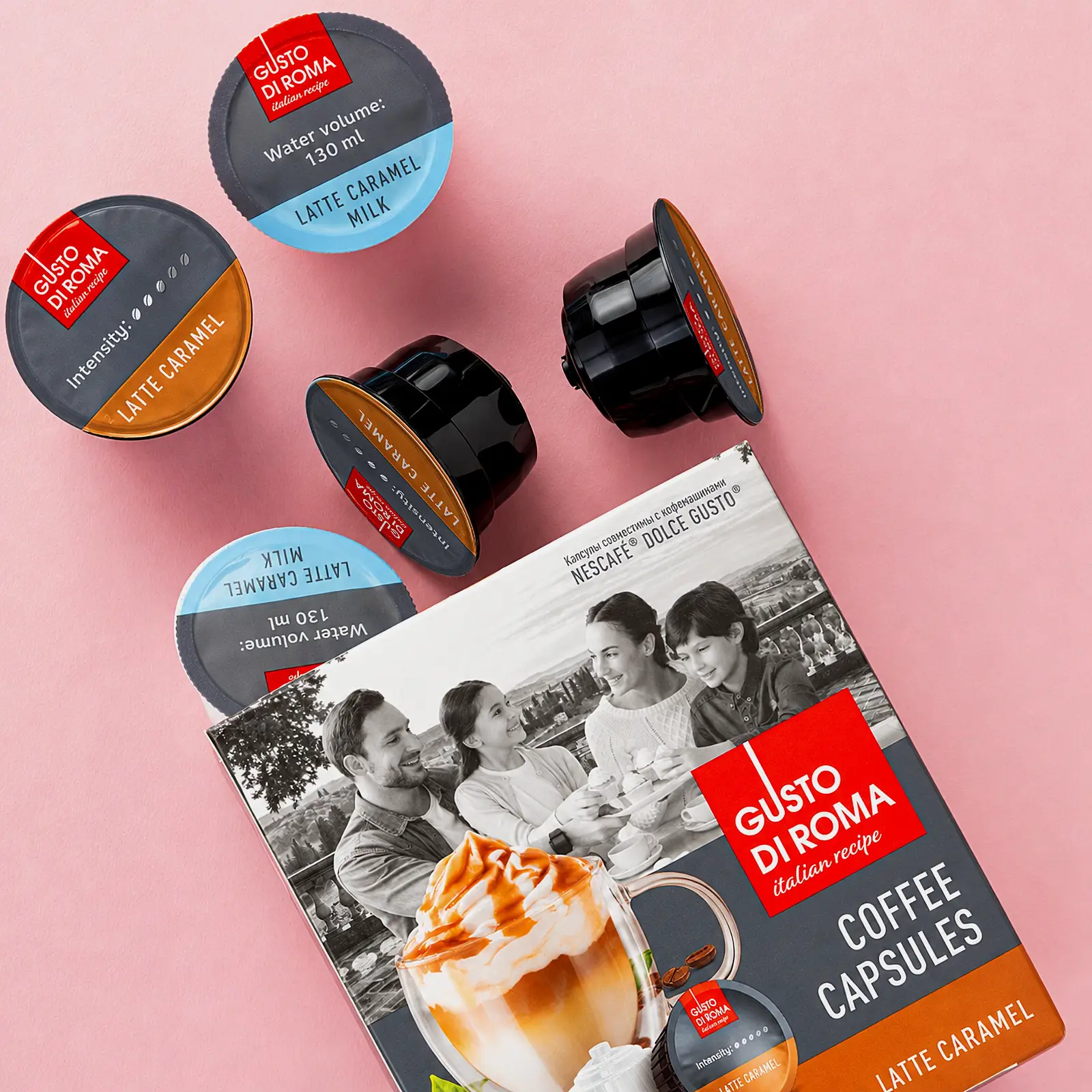 Кофе в капсулах Gusto Di Roma Латте карамель Dolce Gusto 16шт 144г