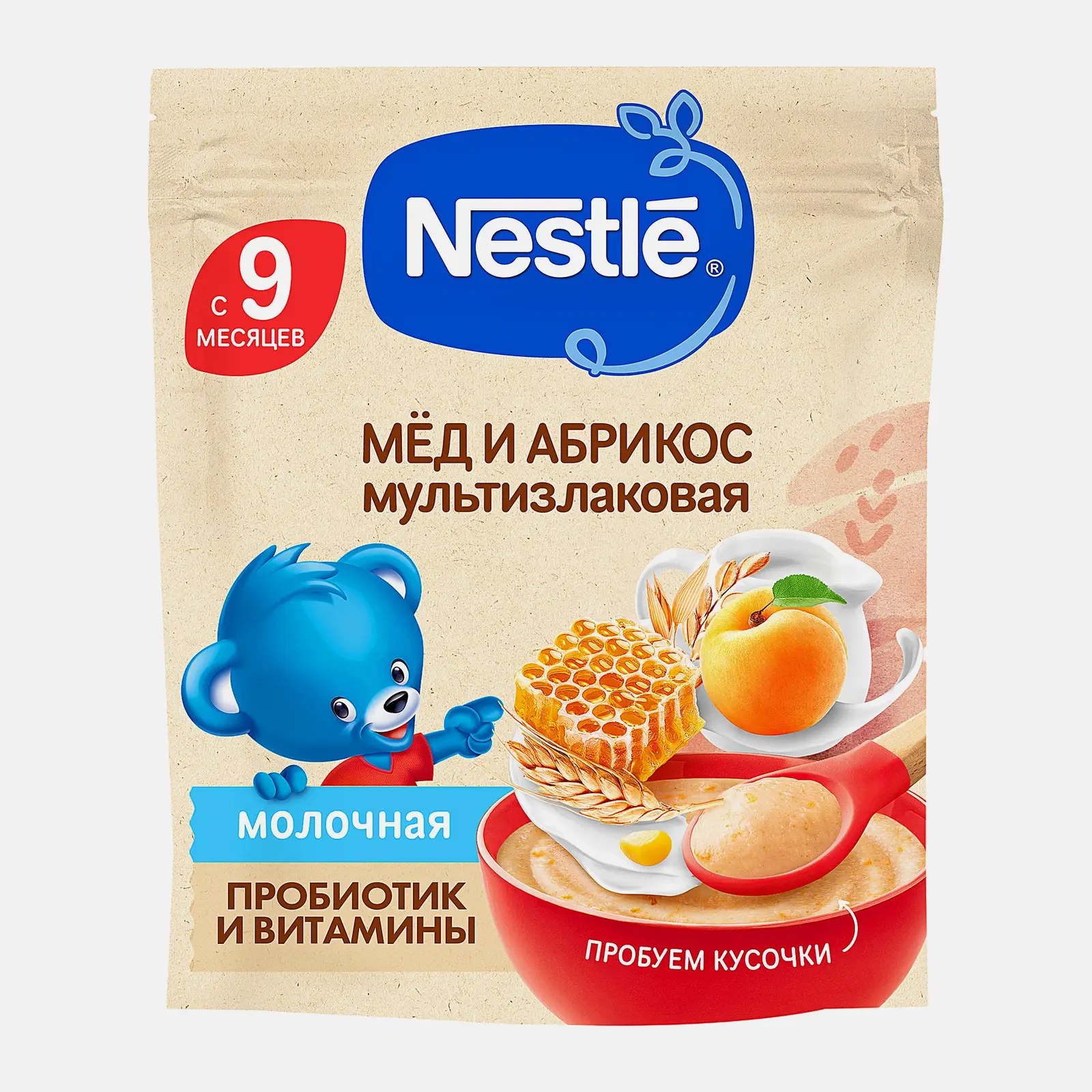 Каша детская молочная мультизлаковая мед и абрикос с 9 месяцев Nestle 200г Каша детская молочная мультизлаковая мед и абрикос с 9 месяцев Nestle 200г