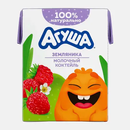 Молочный коктейль детский со вкусом земляники с 12 месяцев Агуша 2% 190мл в ассортименте