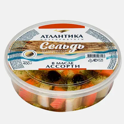 Сельдь Атлантическая ассорти в масле 400г