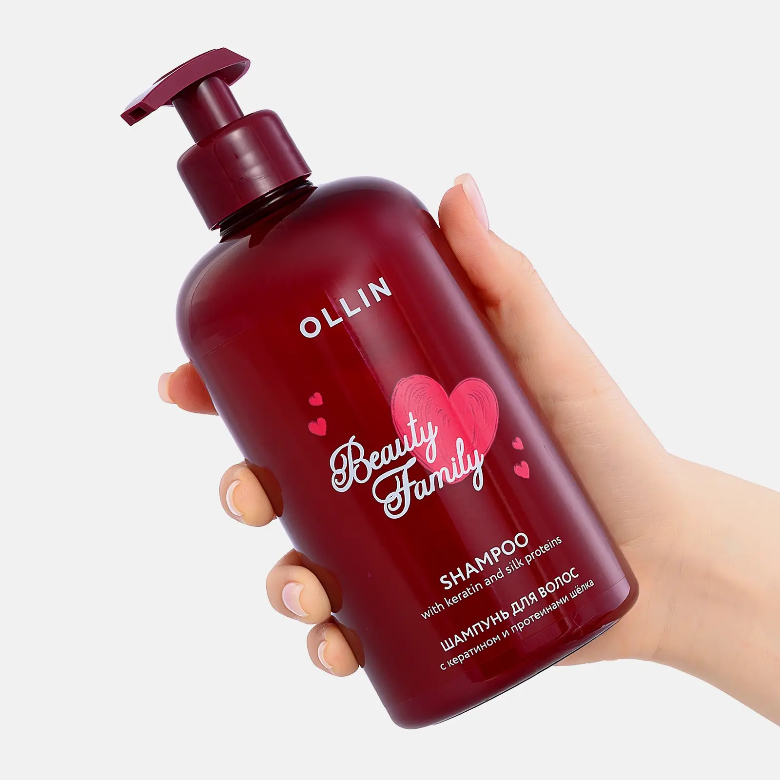 Шампунь для волос кератин и протеины шёлка Ollin Beauty Family 500мл