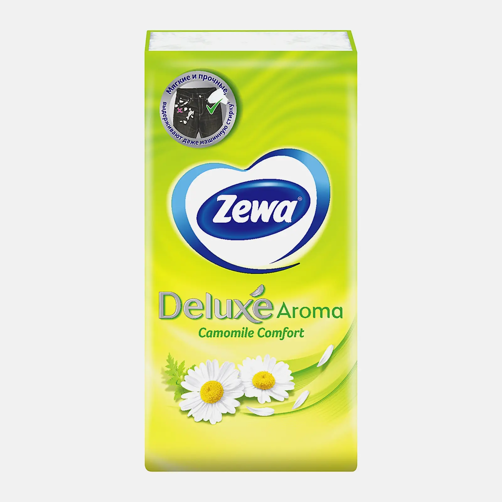 Носовые платочки с ароматом ромашки 3 слоя Zewa Deluxe 10*10шт в ассортименте
