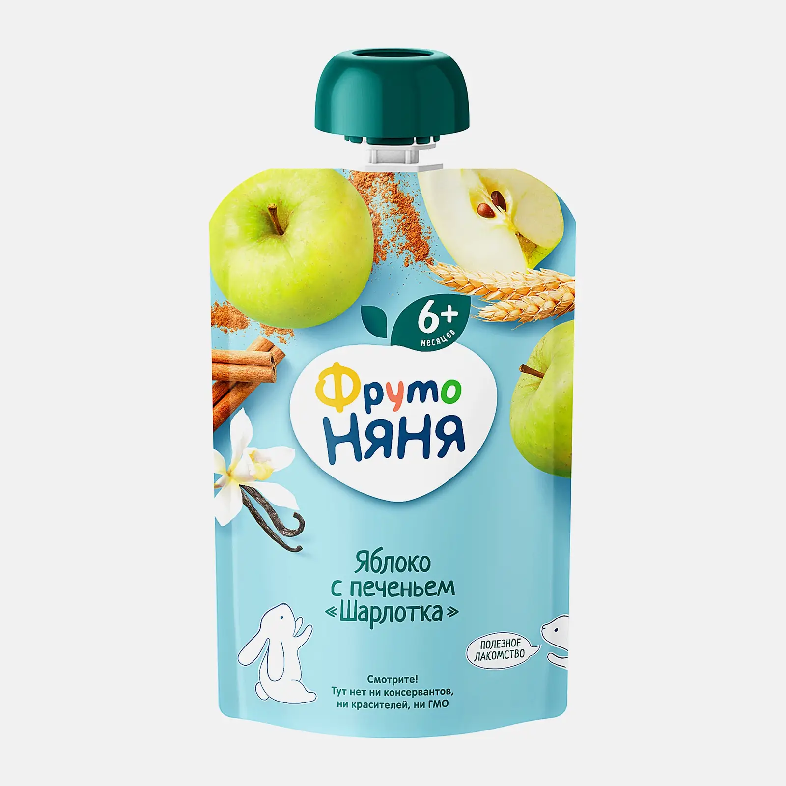 Изображение товара Пюре ФрутоНяня Шарлотка с яблоком и печеньем 90г