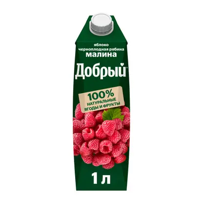 Изображение товара Нектар Добрый Яблоко-рябина-малина 1л натуральный фруктово-ягодный напиток