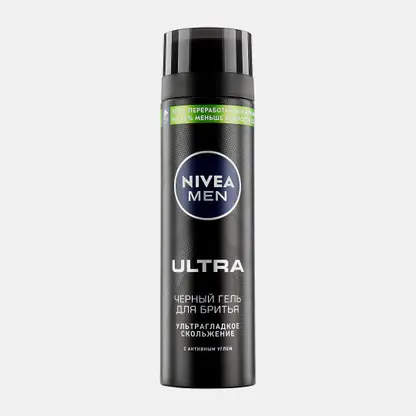 Черный гель для бритья с активным углем NIVEA Men Ultra 200мл