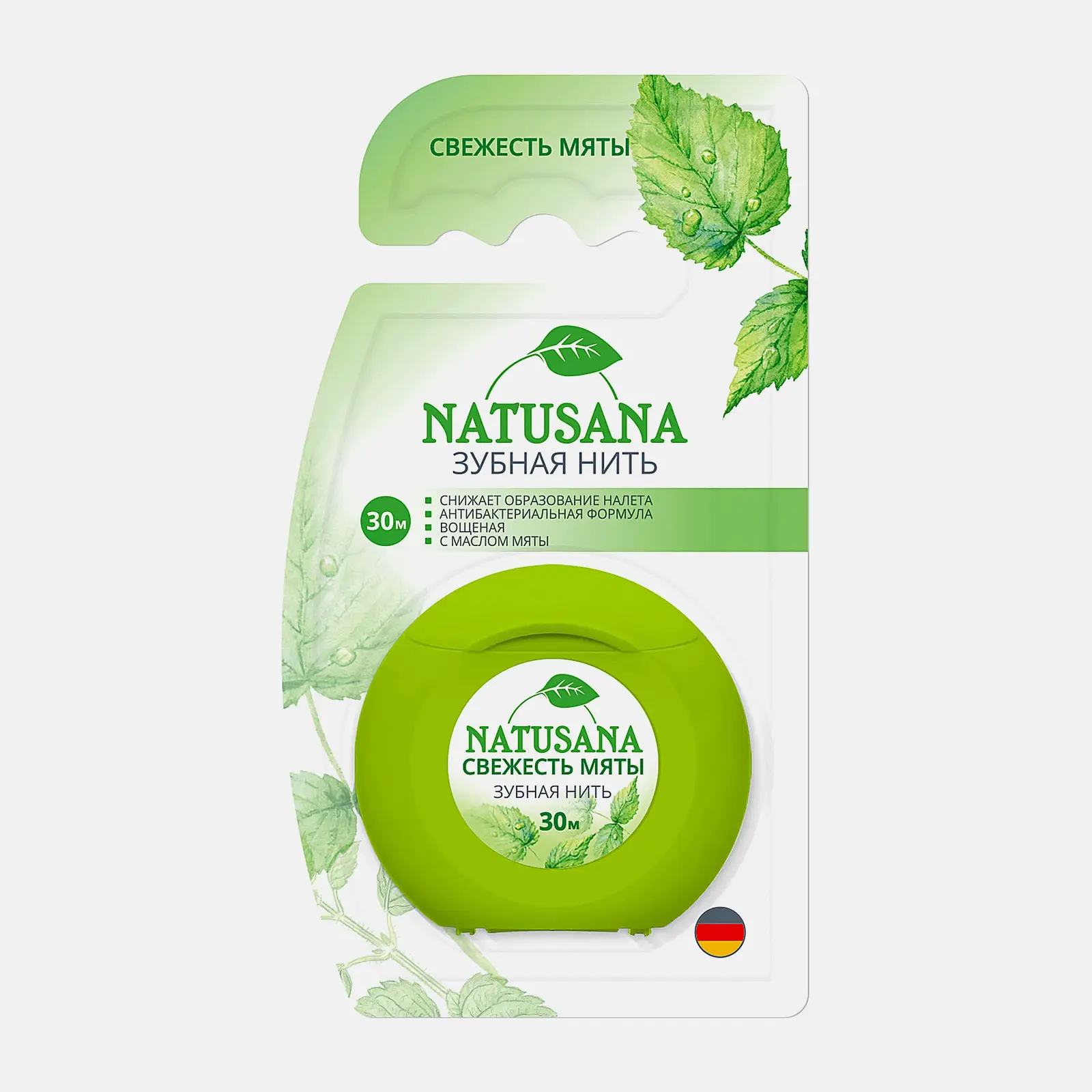 Зубная нить Natusana свежесть мяты 30м