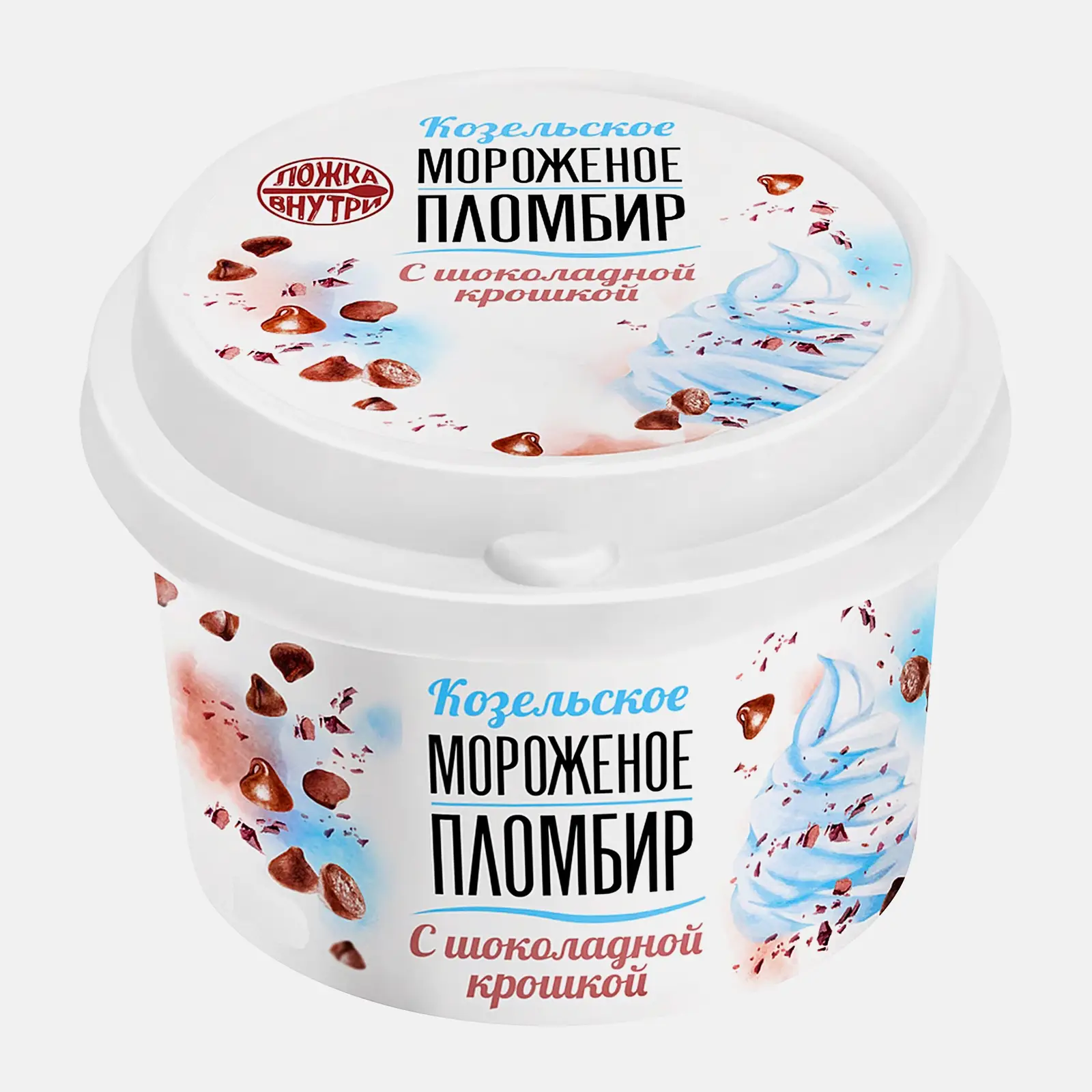 Изображение товара Мороженое Козельское с шоколадной крошкой 125г Ванильный вкус