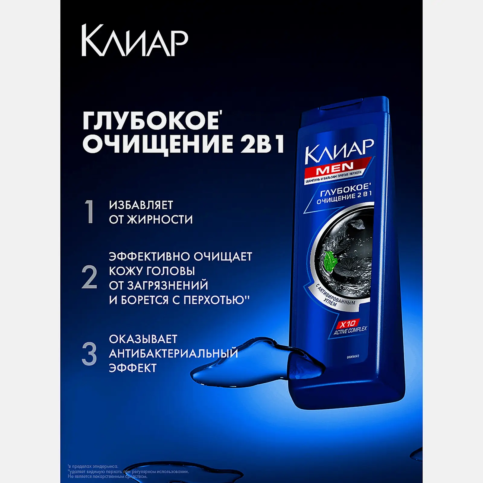 Шампунь для волос Глубокое очищение Клиар Men 400мл