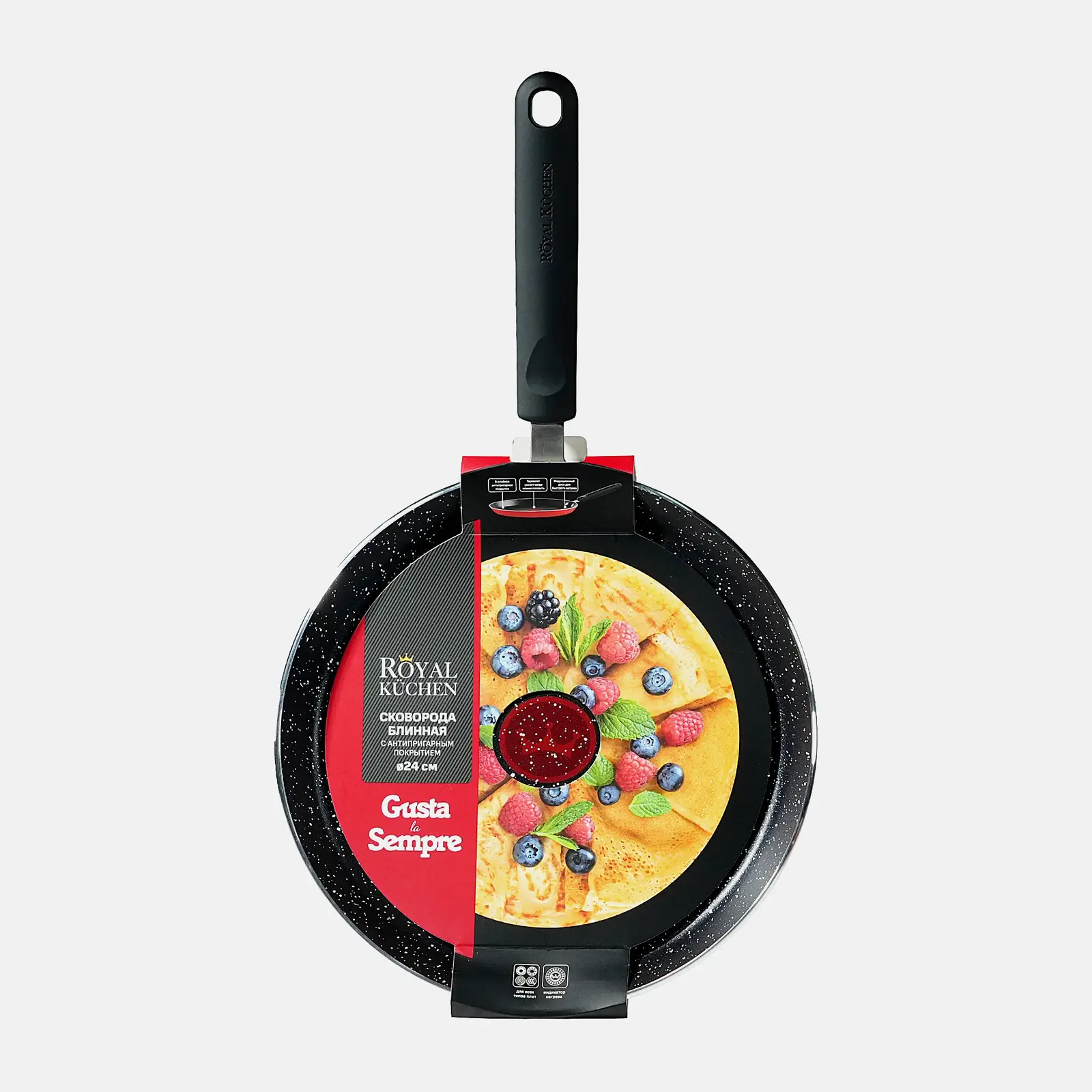 Сковорода блинная Royal Kuchen индукция кованный алюминий антипригарная 24см