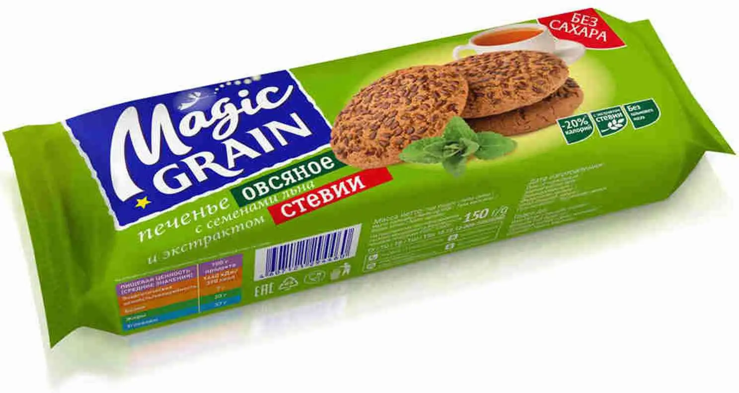 Печенье Magic Grain Овсяное с семенами льна и экстрактом стевии 150г — в  каталоге на сайте сети Магнит | Краснодар