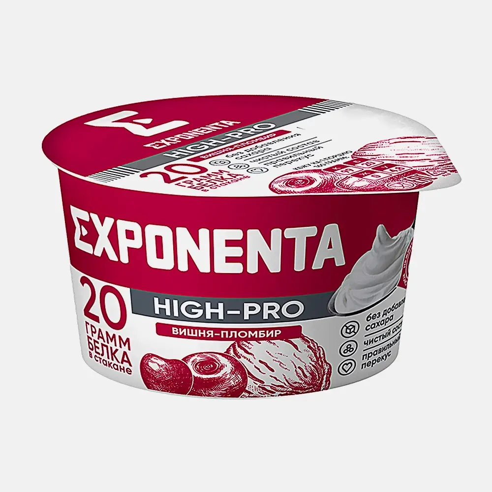 Продукт кисломолочный High-Pro вишня и пломбир высокобелковый Exponenta 0% 160г Продукт кисломолочный High-Pro вишня и пломбир высокобелковый Exponenta 0% 160г