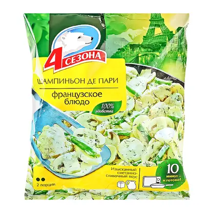 Изображение товара Шампиньоны Де Пари 4 Сезона быстрозамороженные 600г