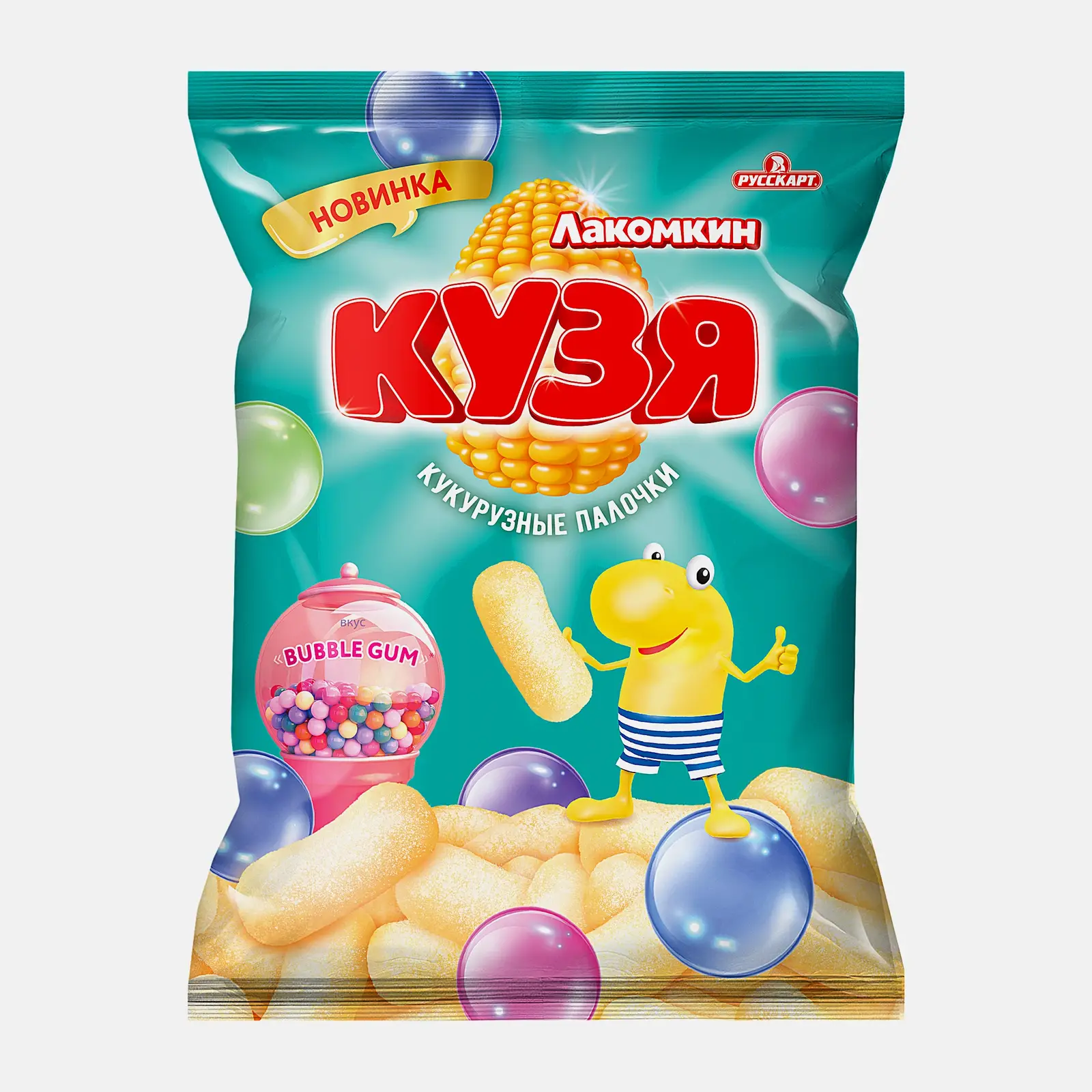 Изображение товара Кукурузные палочки Кузя Лакомкин Баббл Гам 100г хрустящее лакомство