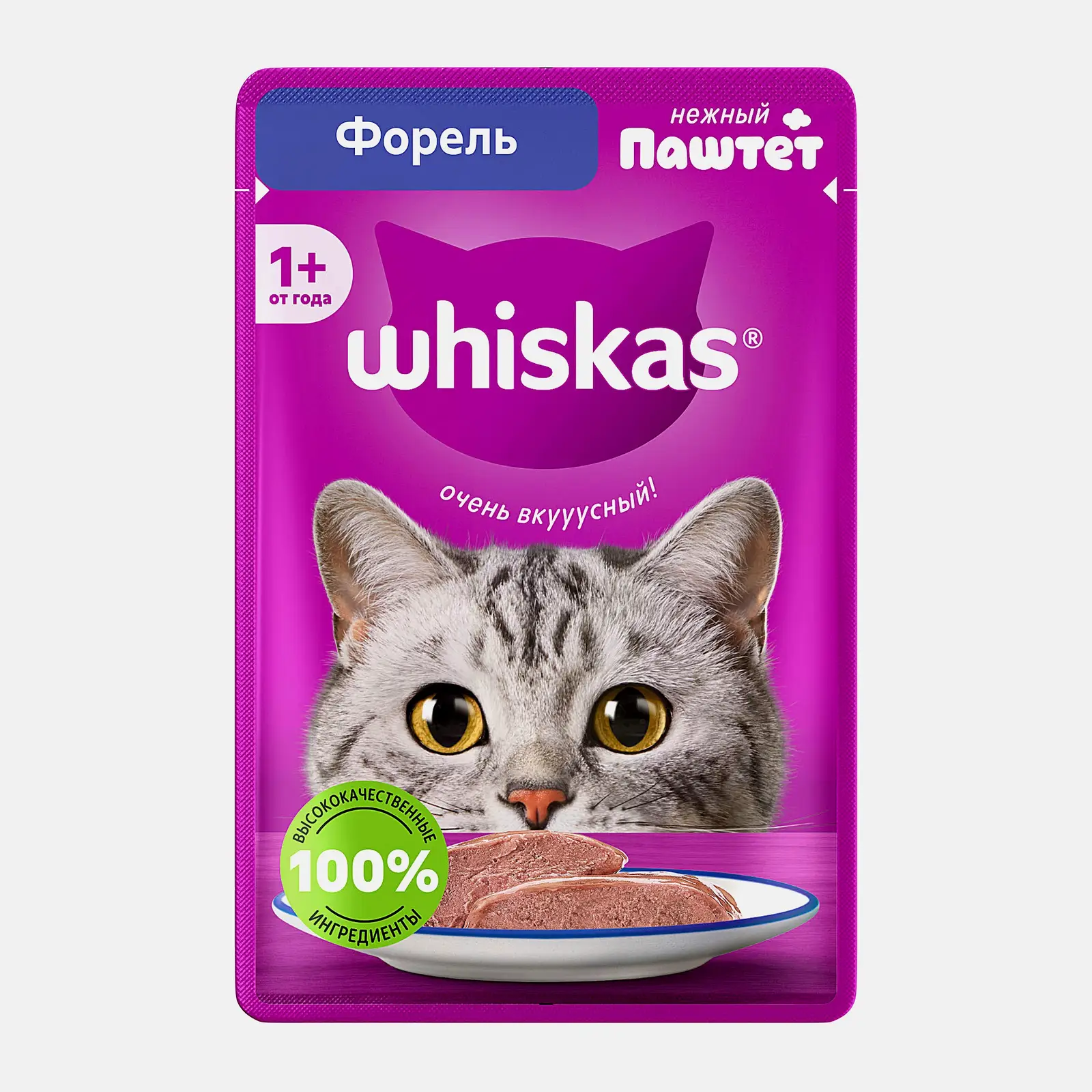 Изображение товара Влажный корм для кошек паштет с форелью Whiskas 75г