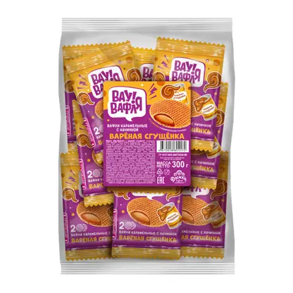 Изображение товара Вафли карамельные Вау-Вафля с вареной сгущенкой Дымка 300г