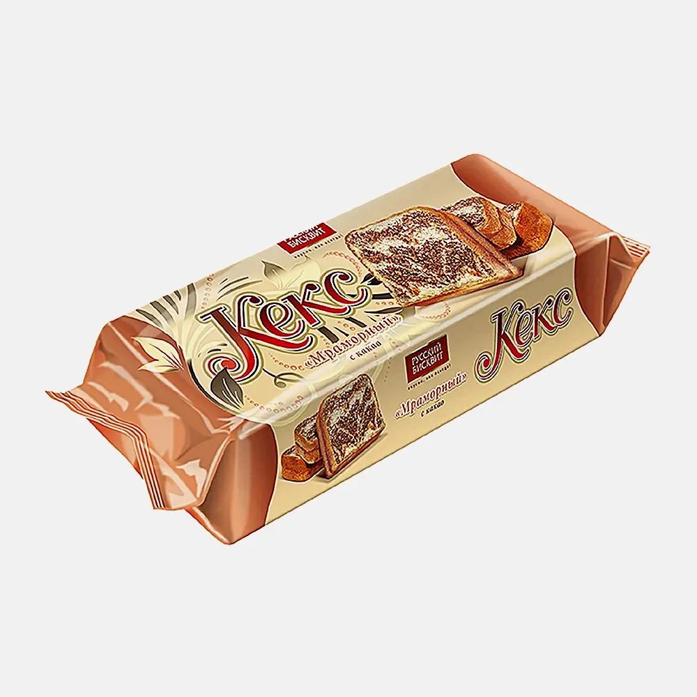 Изображение товара Кекс Русский бисквит Мраморный с какао 225 г натуральный ароматный мягкий and ароматный десерт