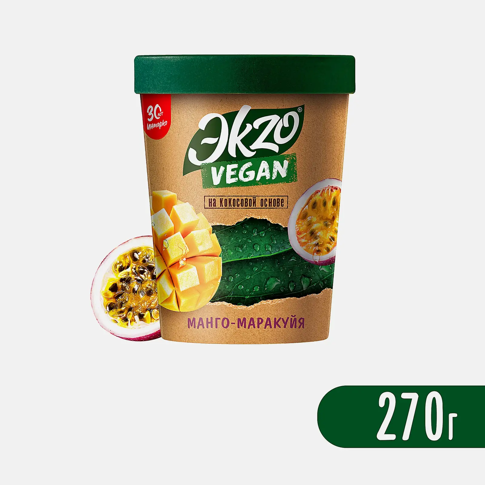 Замороженный десерт Манго-Маракуйя на кокосовой основе Экзо Vegan 270г