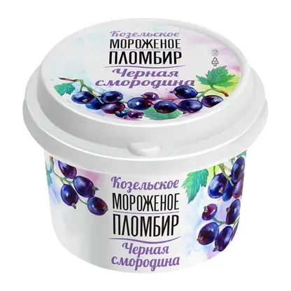 Изображение товара Мороженое Козельское Молоко Пломбир Черная Смородина 150г вкусное и натуральное