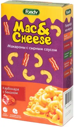 Изображение товара Макароны Foody с сырным соусом Карбонара 143г
