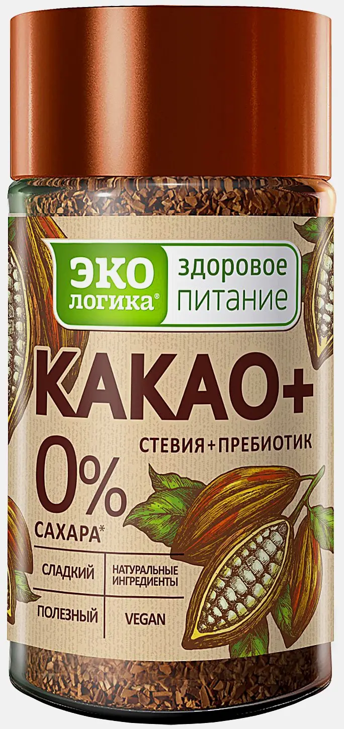 Какао-напиток растворимый ЭКОлогика Какао+ без сахара 125г - фото 2