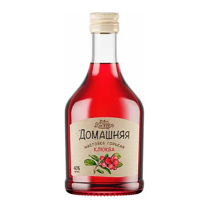 Изображение товара Настойка горькая клюквенная Домашняя 40% 250мл натуральный крепкий напиток