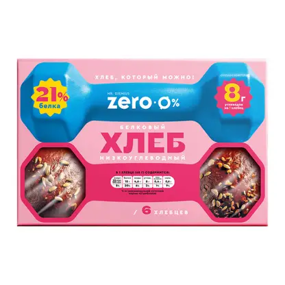 Изображение товара Хлеб белковый низкоуглеводный 6шт Mr. Djemius Zero 410г