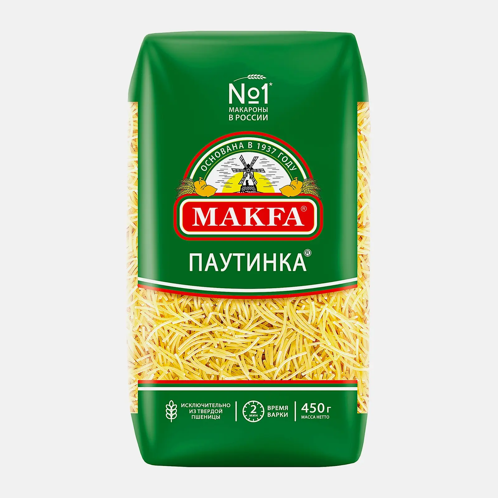 Изображение товара Макароны Makfa Паутинка 450г тонкая вермишель для супов и запеканок