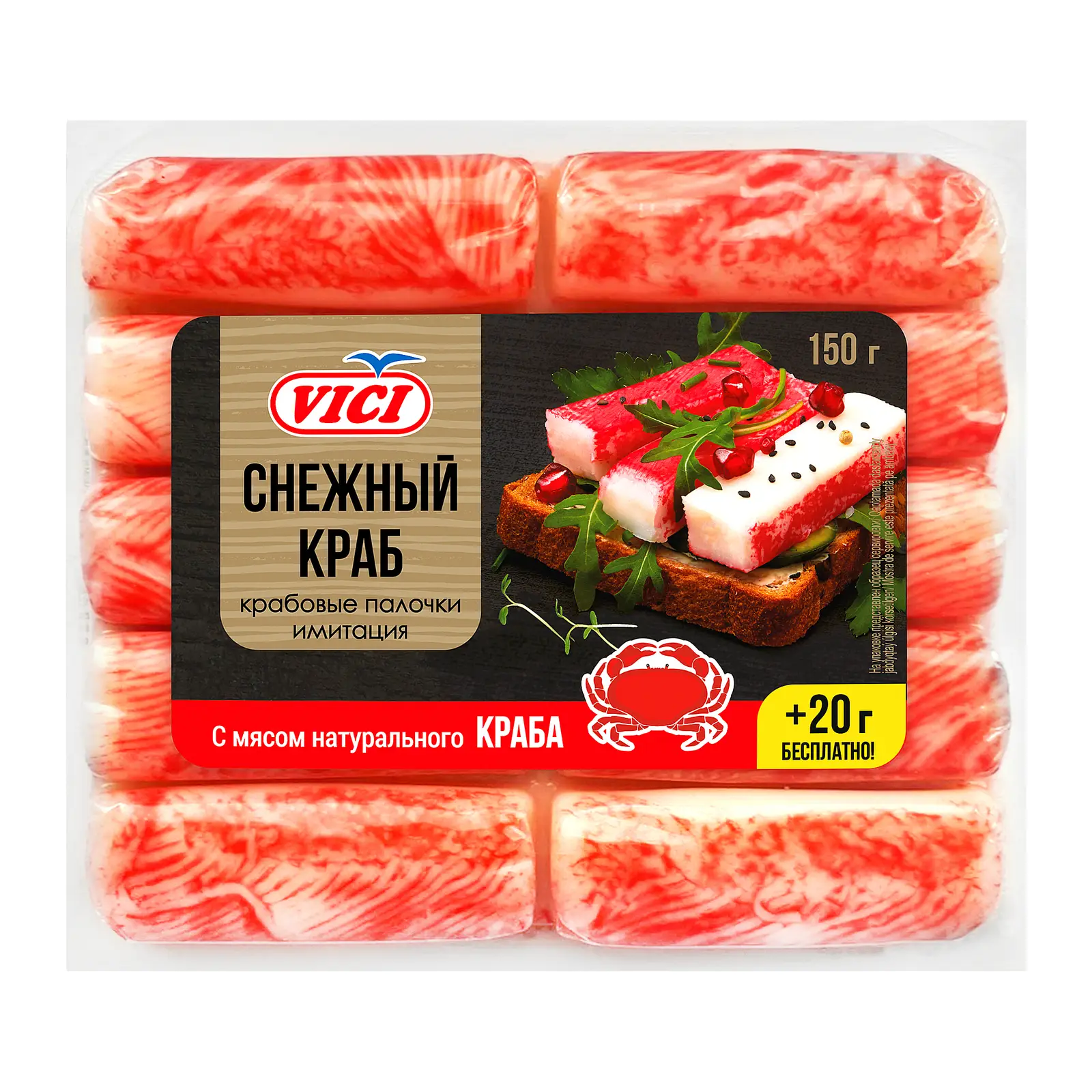 Изображение товара Крабовые палочки Vici с мясом краба 170г натуральный сурими и мясо краба