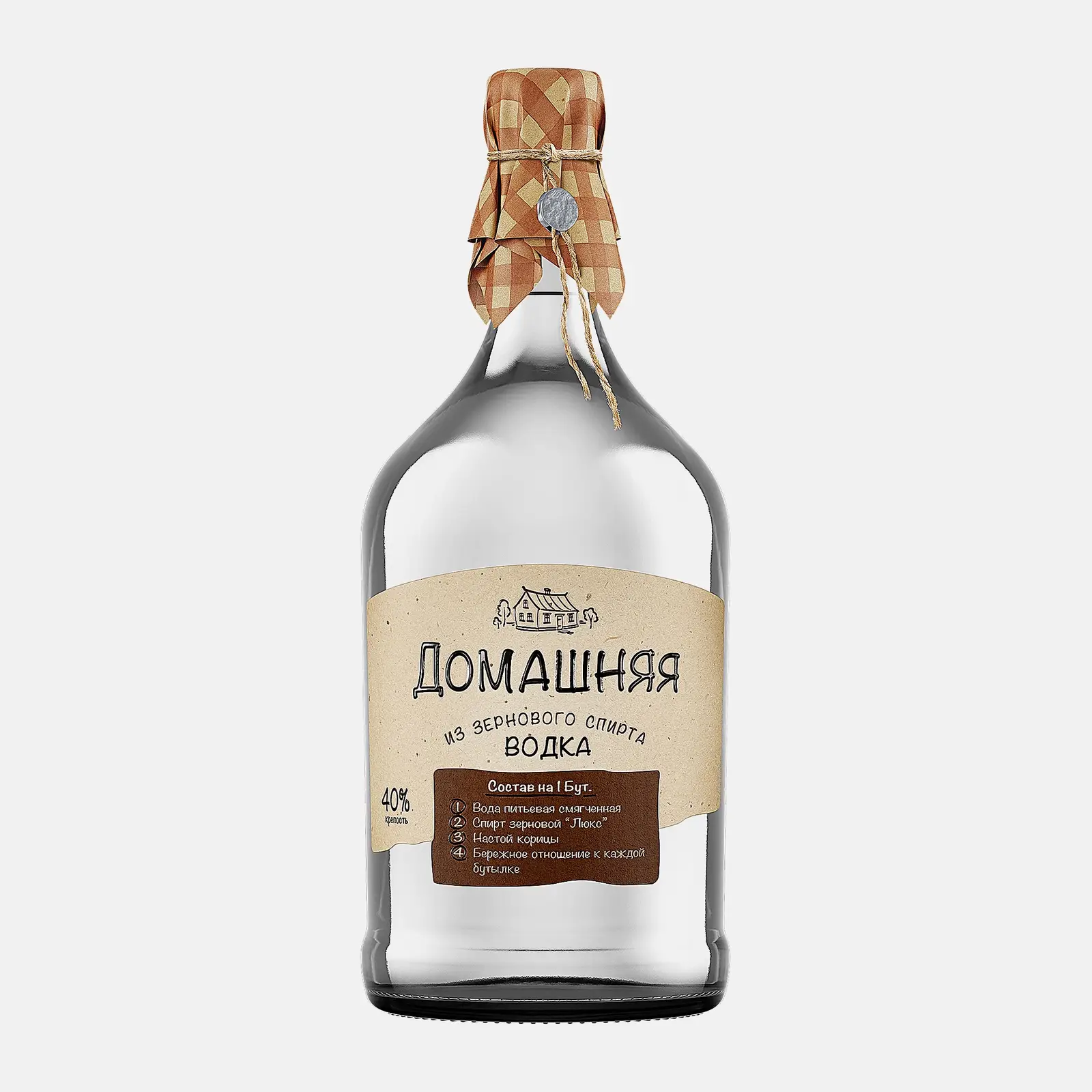 Изображение товара Водка Питейный Дом Домашняя 40% 1л - классическая российская водка