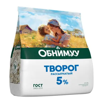Изображение товара Творог рассыпчатый Обнимуу 5% 450г