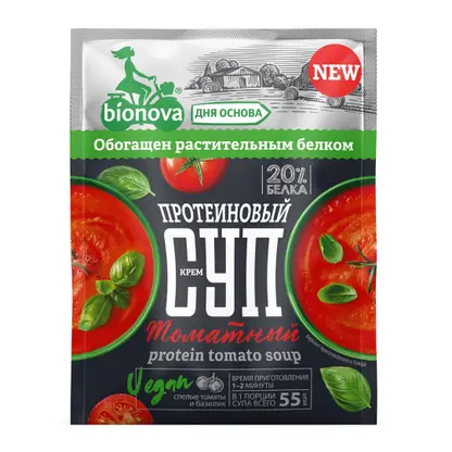 Изображение товара Суп Bionova крем протеиновый томатный быстрого приготовления 20г