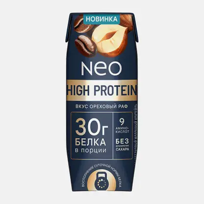 Коктейль молочный без сахара ореховый раф Neo High Protein 260г