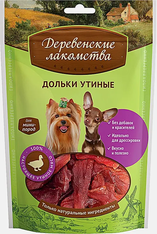 Лакомство для собак мини-пород долгие с уткой Деревенские Лакомства 55г Лакомство для собак мини-пород долгие с уткой Деревенские Лакомства 55г