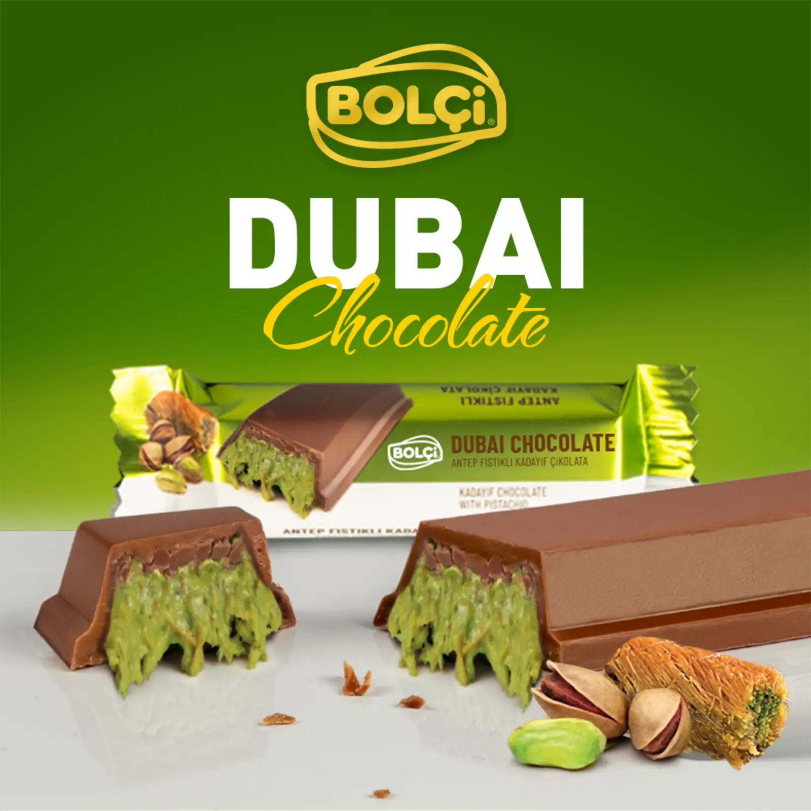 Шоколад Bolci дубайский фисташковый крем катаифи 30г