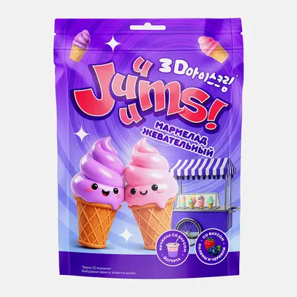 Жевательный мармелад со вкусом малины и черники с йогуртовой начинкой Juuums 70г