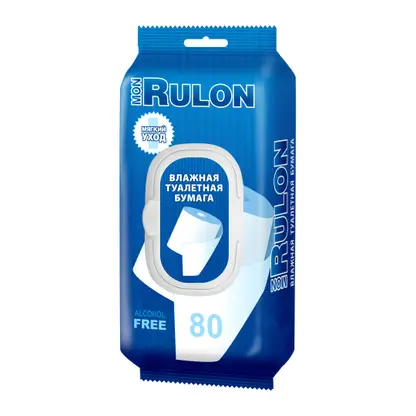Изображение товара Влажная туалетная бумага Mon Rulon 80 шт, с ромашкой и pH 5.5