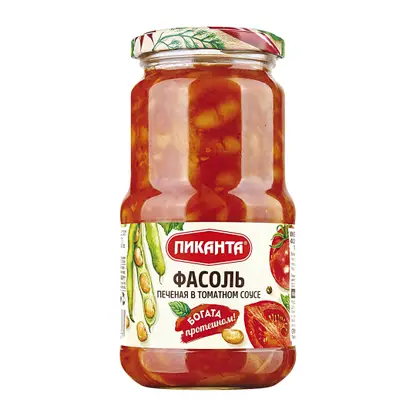 Изображение товара Фасоль Пиканта печеная в томатном соусе 470г