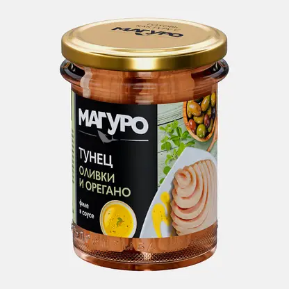 Филе тунца Магуро в соусе Оливки-орегано 200г