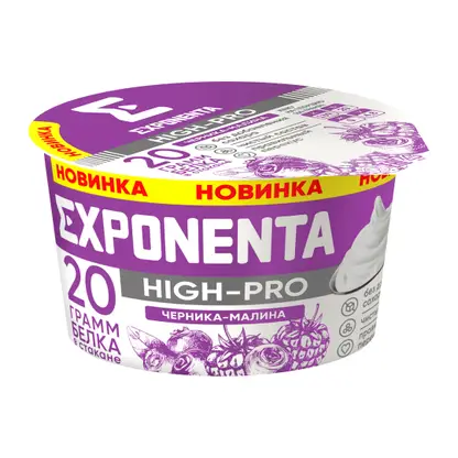 Изображение товара Продукт кисломолочный Exponenta High-Pro Черника-малина обезжиренный 160г