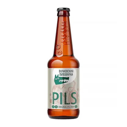 Светлое пиво фильтрованное пастеризованное Волковская пивоварня Pils 5.2% 450мл