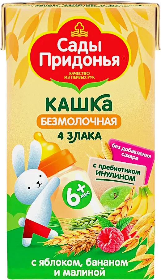 Каша Сады Придонья 4 злака яблоко-банан-малина с 6 месяцев 125г