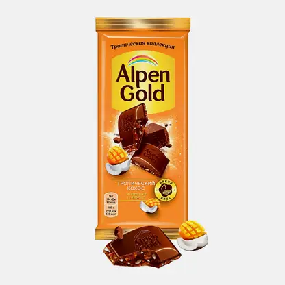 Шоколад молочный Тропический кокос Alpen Gold 80г