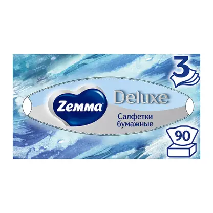 Изображение товара Салфетки бумажные Zewa Deluxe Design 3 слоя 90шт в ассортименте Изображение товара Салфетки бумажные Zewa Deluxe Design 3 слоя 90шт в ассортименте