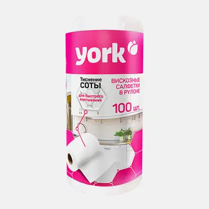 Салфетки York Соты универсальные в рулоне 22.5*25см 100шт