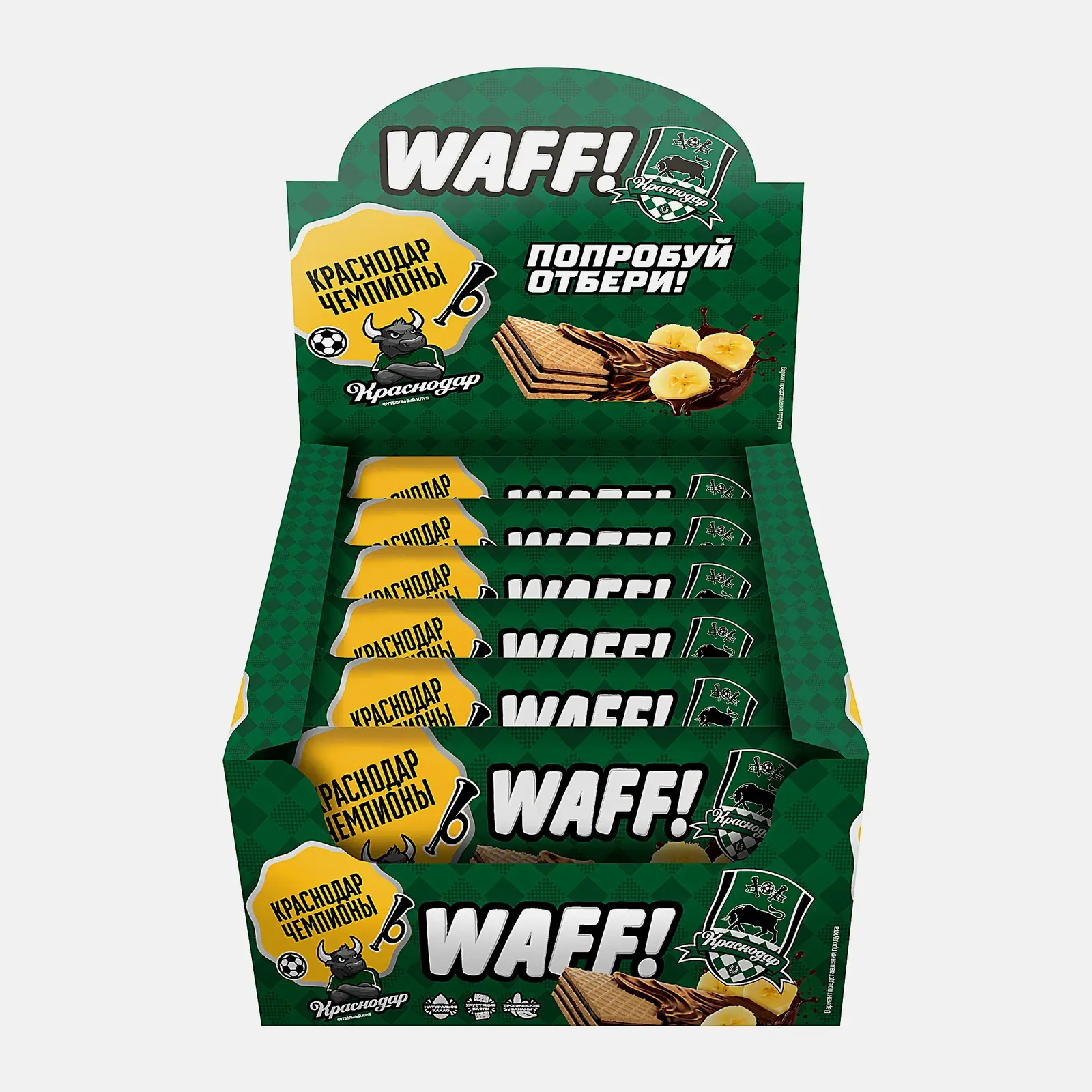 Вафельный батончик глазированный с начинкой банан-шоколад Waff 28г - фото 2