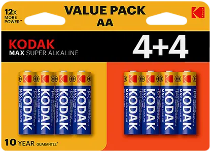 Батарейки Kodak Max Alkaline АА 4+4шт